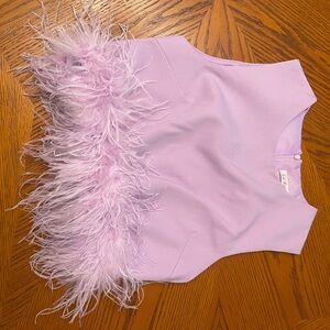 Lavender Feathered Crop Top
